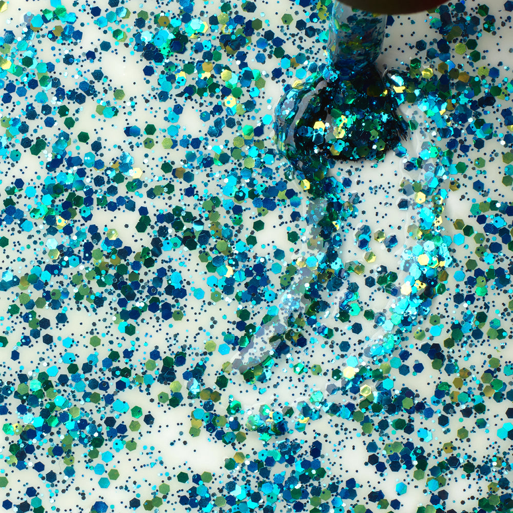 Gel Polish VSP Clear Turquoise Gold Glitter 2