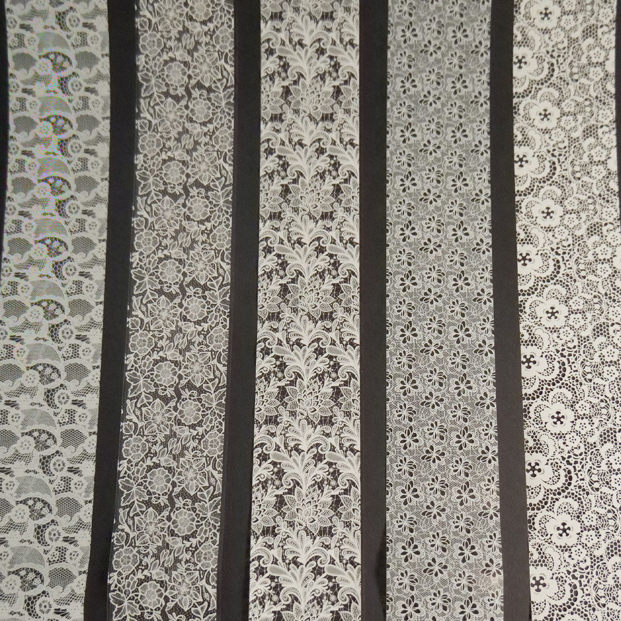 Nail Art Transfer Foil Set Black & White Lace