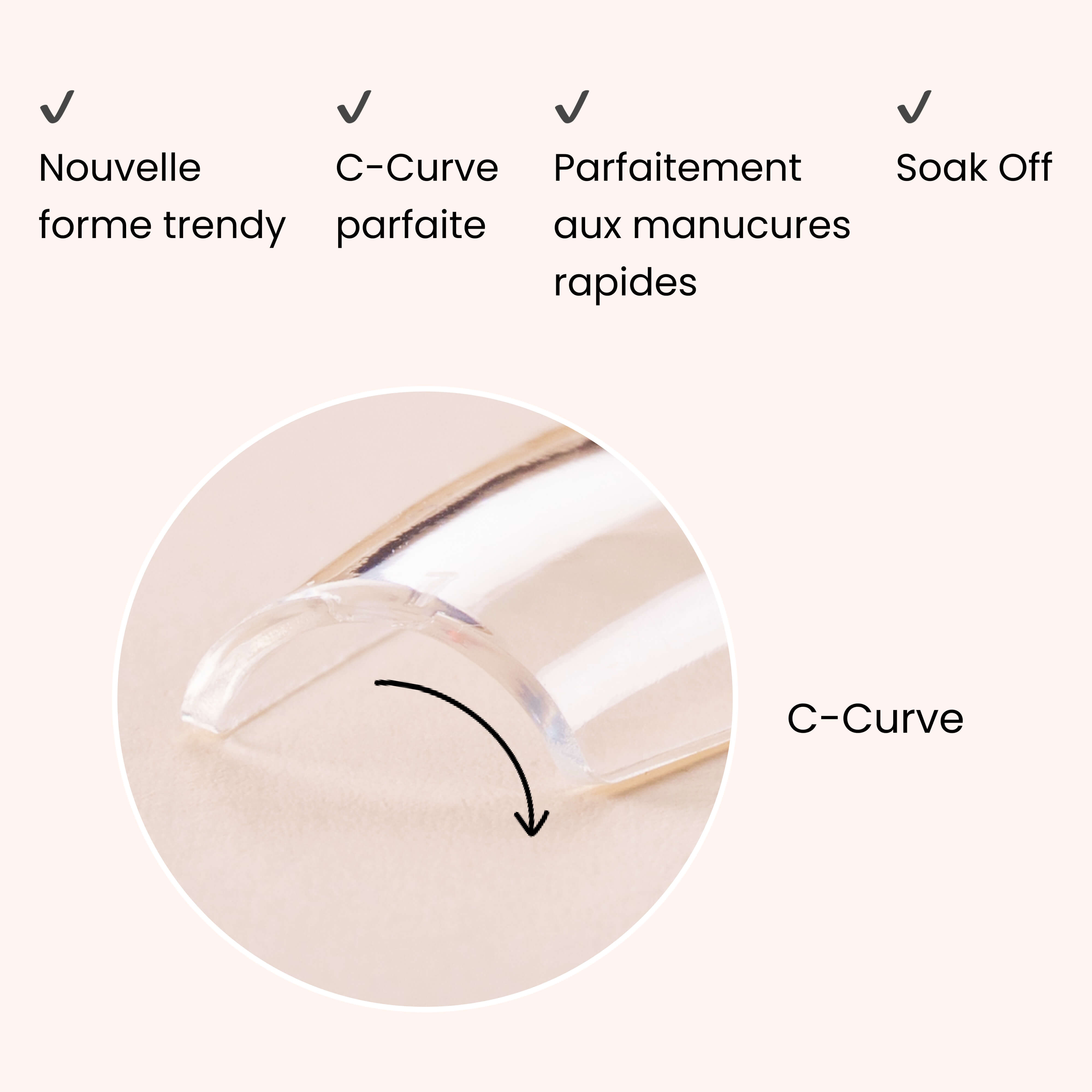 Soft Gel Nail Tips C-Curve Short Coffin 600