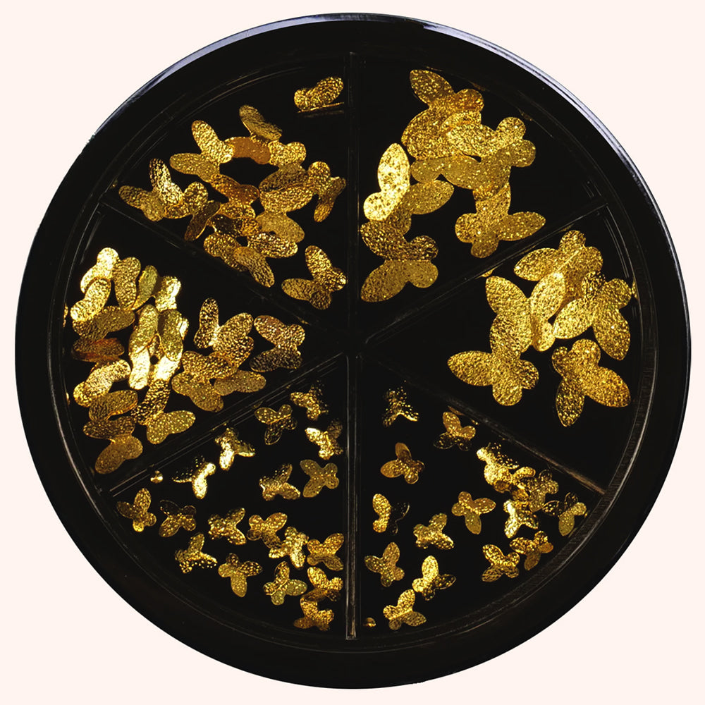 Nail Art Carousel Golden Butterflies