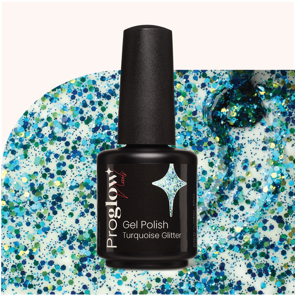 6049 Gel Polish VSP Clear Turquoise Gold Glitter 1