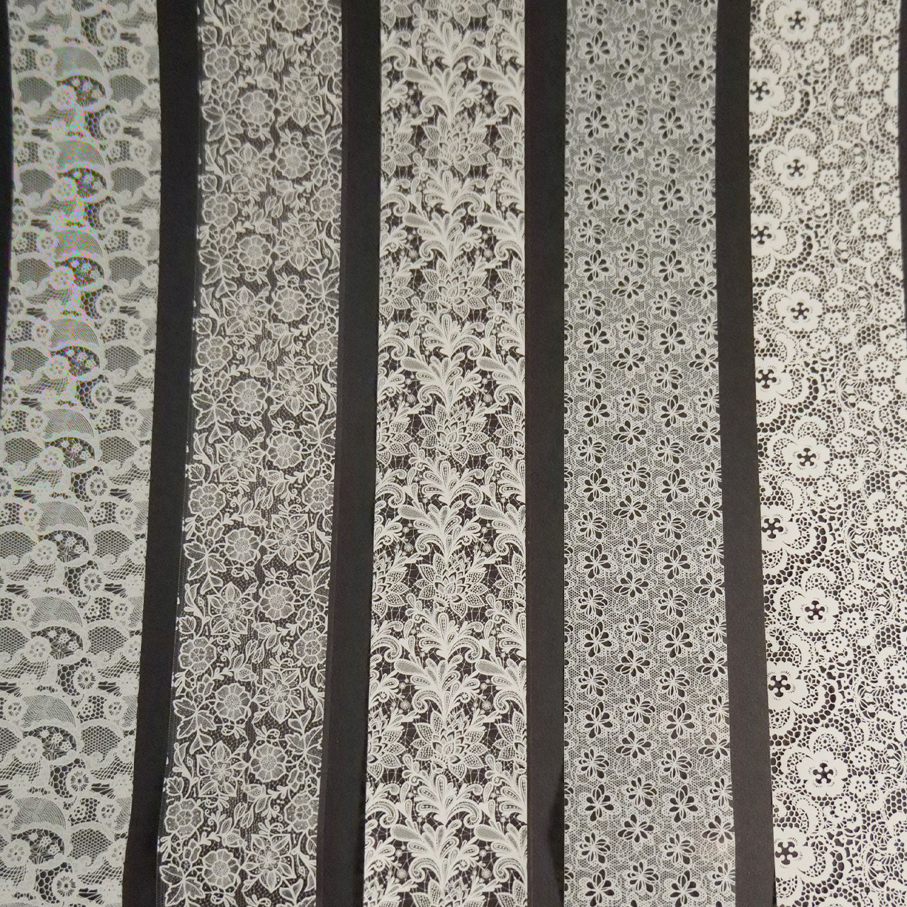 Nail Art Transfer Foil Set Black & White Lace