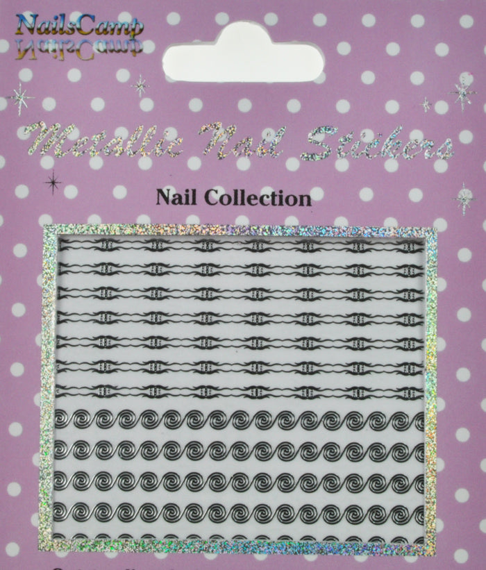 Metallic Nail Sticker Spirals Silver