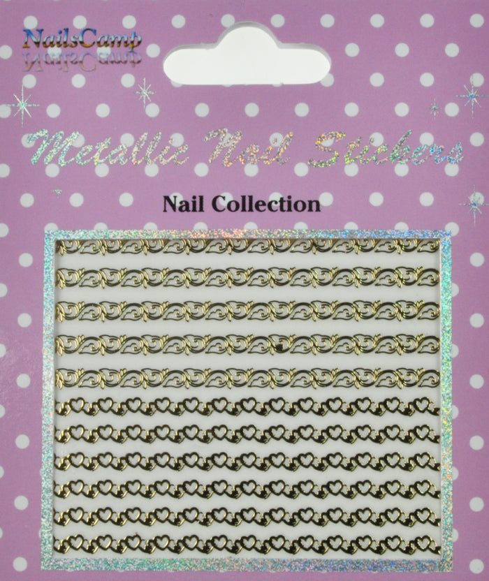 Metallic Nail Sticker Hearts Gold