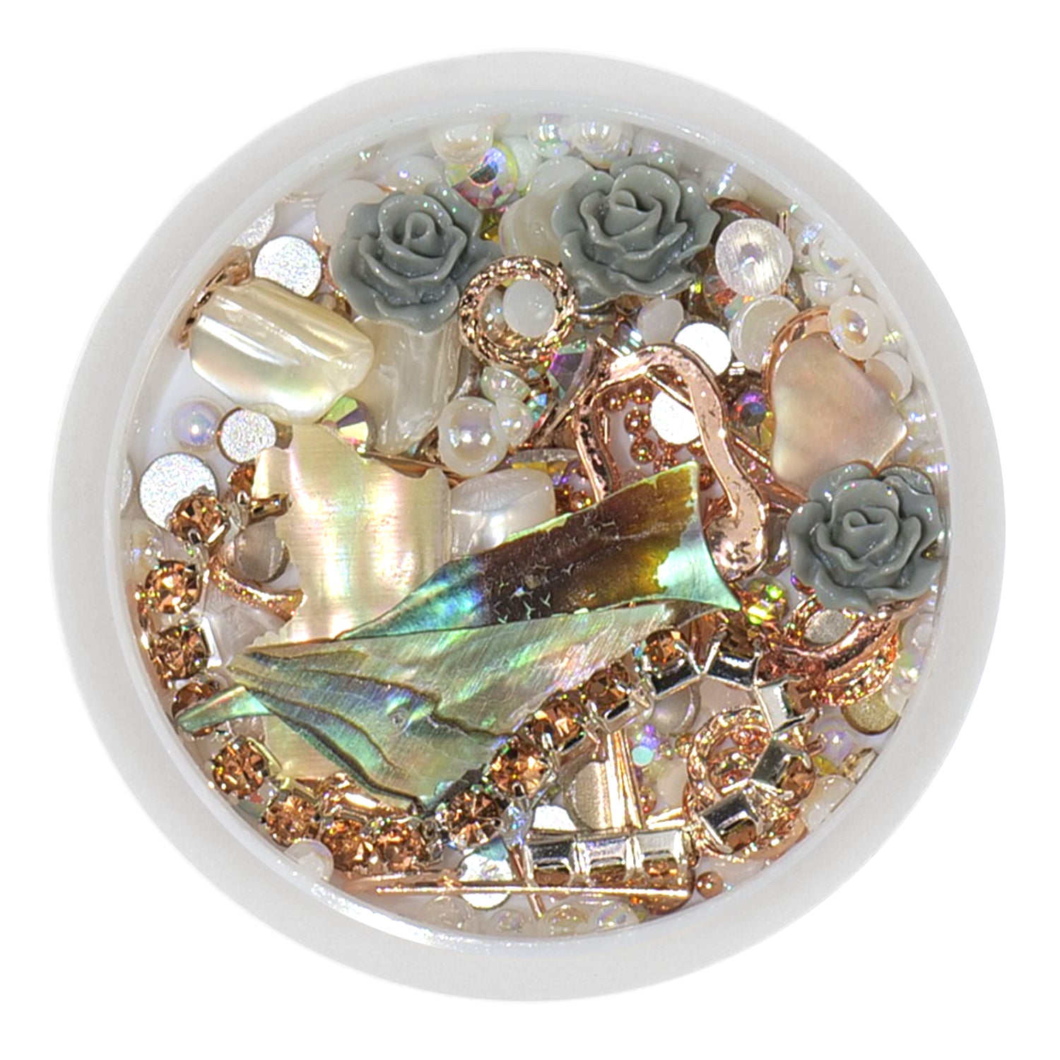 Nailart Mix Seashell,  Perles, strass, bijoux rose doré